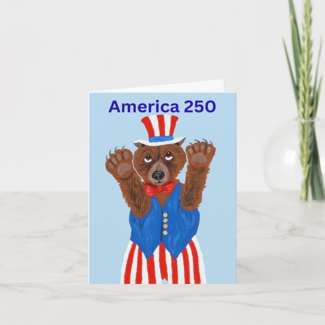  Amerika 250 Onkel Sam Bär  Einladung (Vorderseite)