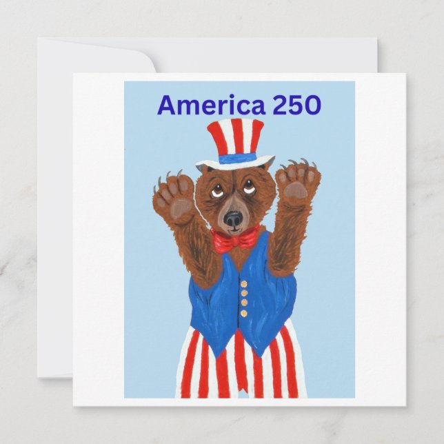  Amerika 250 Onkel Sam Bär  Einladung (Vorderseite)