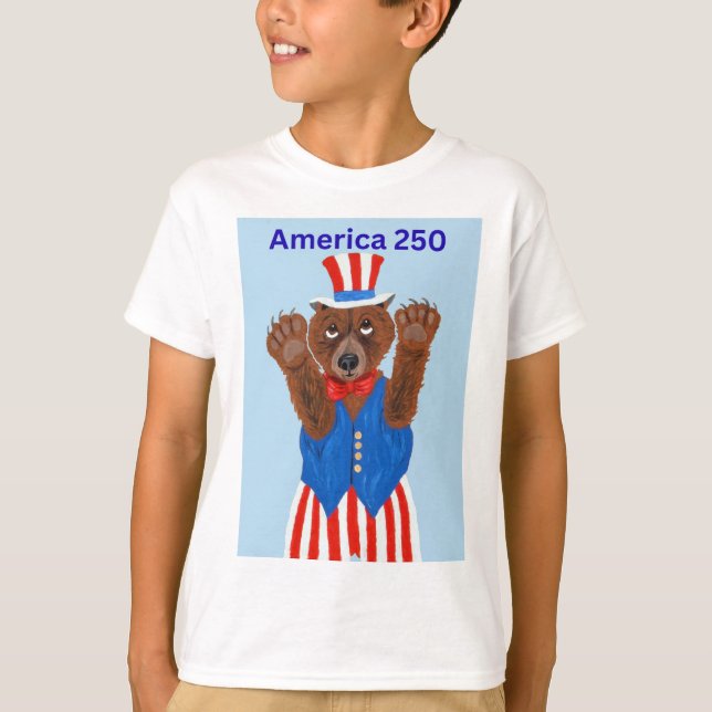  Amerika 250 Onkel Sam Bär  T-Shirt (Vorderseite)
