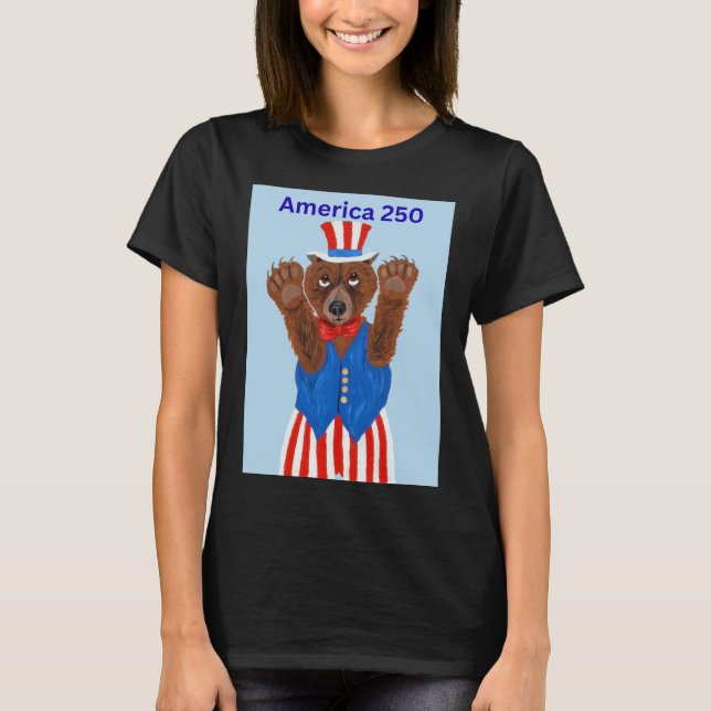  Amerika 250 Onkel Sam Bär  T-Shirt (Vorderseite)