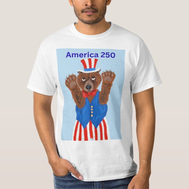  Amerika 250 Onkel Sam Bär  T-Shirt (Vorderseite)