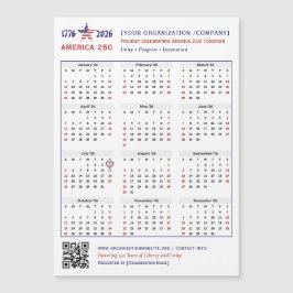 Amerika 250 Patriotic 2026 Calendar Keepake Magnetkarte