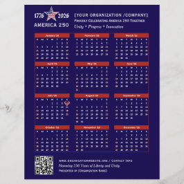 Amerika 250 Patriotic Blue 2026 Kalender Keepake Flyer