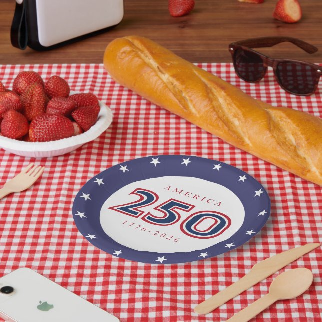 Amerika 250 Patriotisch Pappteller (Picknick)