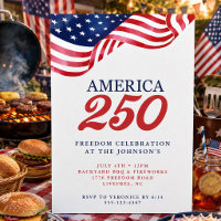 Amerika 250 Patriotische Einladung | 4. Juli BBQ
