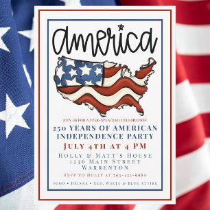 Amerika 250 Patriotische Partei / Rot Weiß und Bla Einladung