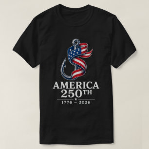 Amerika 250. patriotischer Angelhaken T-Shirt