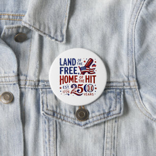 Amerika 250 Patriotischer Baseball Juli 2026 Button
