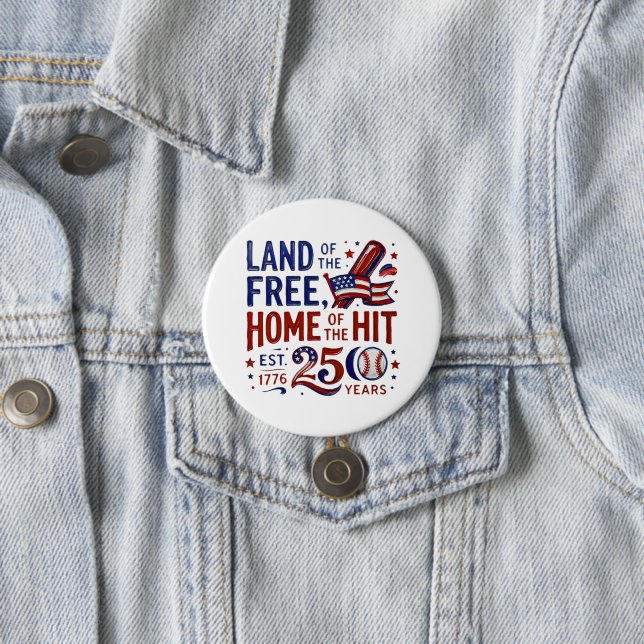 Amerika 250 | Patriotischer Baseball Juli 2026 Button (Beispiel)