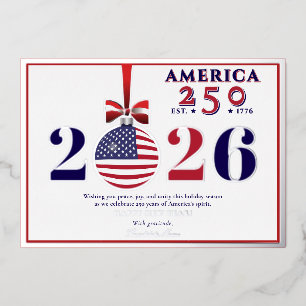 Amerika 250 Patriotischer Feiertag 2025 Rote Repub Folien Feiertagskarte