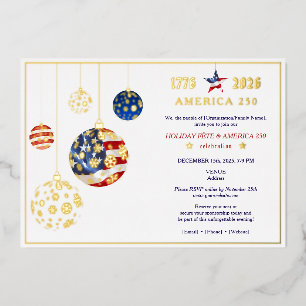 Amerika 250 Patriotisches Feiertagsjubiläum Blau Folieneinladung