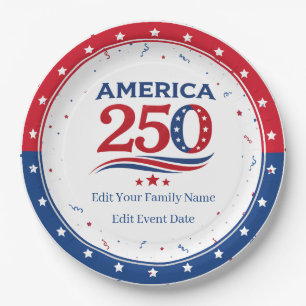 AMERIKA 250 - Personalisierte Wiedervereinigung Ro Pappteller