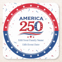 AMERIKA 250 - Personalisierter Familien­tisch blau