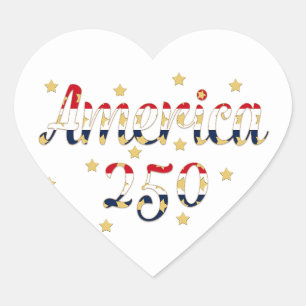 Amerika 250 Rot, Weiß Blau Faux Gold Herz-Aufkleber