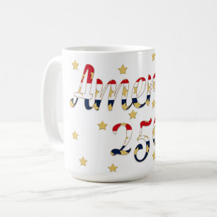 Amerika 250 Rot, Weiß Blau Faux Gold Kaffeetasse