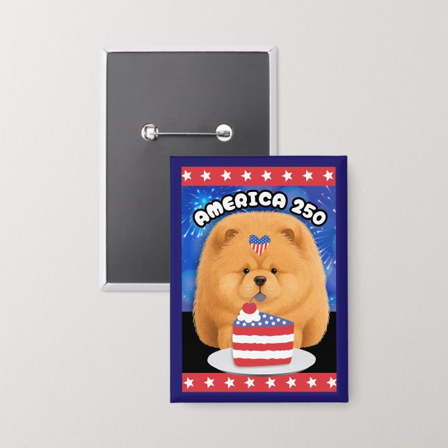 AMERIKA 250  Roter Chow Button (Vorderseite/Rückseite)