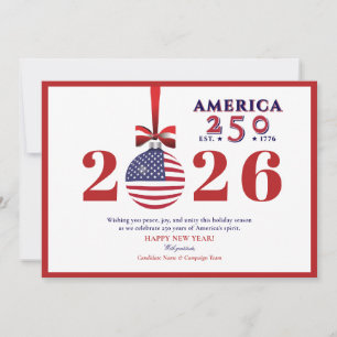 Amerika 250 Roter Patriotischer Weihnachts-Sponsor Feiertagskarte