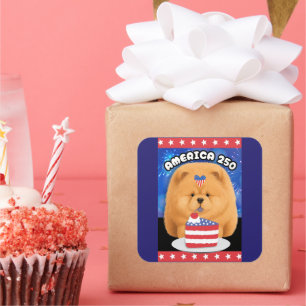 AMERIKA 250 Rotes Chow-Chow Quadratischer Aufkleber
