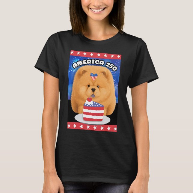 AMERIKA 250 Rotes Chow T-Shirt (Vorderseite)