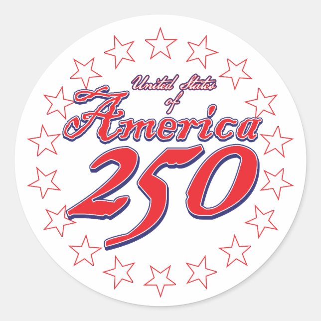 Amerika 250 runder aufkleber (Vorderseite)