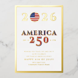 Amerika 250 Semiquincentennial 2026 4. Juli Folien Feiertagskarte