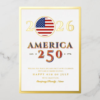 Amerika 250 Semiquincentennial 2026 4. Juli Folien Feiertagskarte