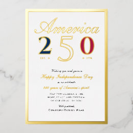 Amerika 250 Semiquincentennial Patriotisches Blau Folien Feiertagskarte