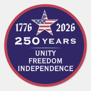 Amerika 250 Unity Freedom Independence Patriotic Runder Aufkleber