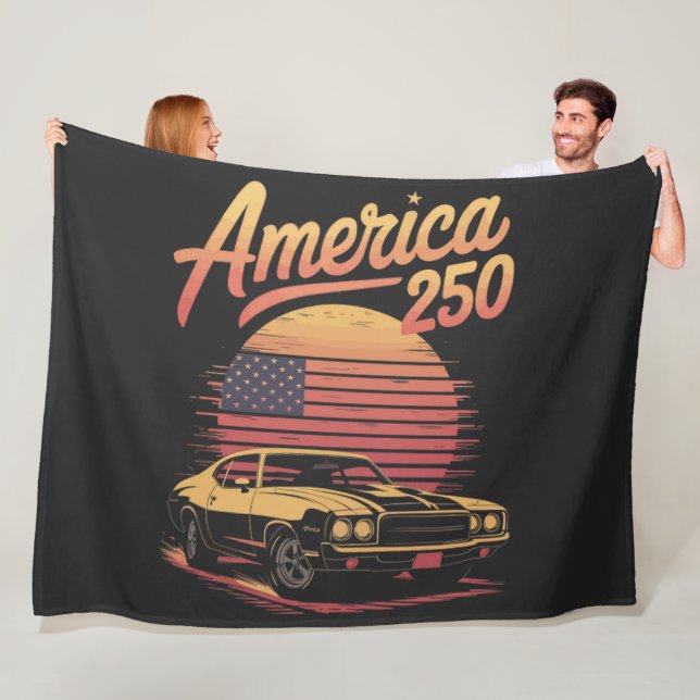 Amerika 250 US Retro Sonnenuntergang Fleecedecke (Beispiel)