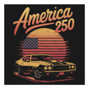 Amerika 250 US Retro Sonnenuntergang Poster