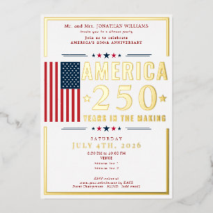 Amerika 250 USA-Flagge Patriotisch 4. Juli Rot For Folieneinladung