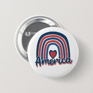 Amerika 4. Juli Celebration Rainbow USA Button