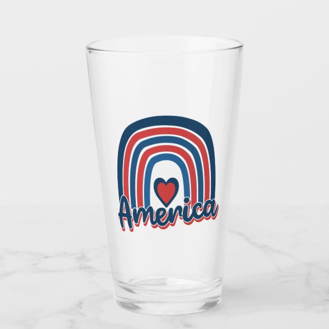 Amerika 4. Juli Celebration Rainbow USA Glas (Vorderseite)