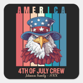 Amerika 4. Juli Crew Patriotic Personalisiert Quadratischer Aufkleber