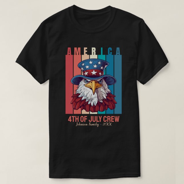 Amerika 4. Juli Crew Patriotic Personalisiert T-Shirt (Design vorne)