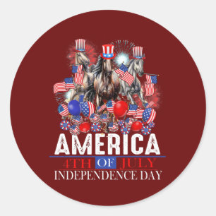 Amerika 4. Juli Patriotisches USA Pferd Grafik Runder Aufkleber
