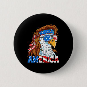 Amerika Adler 4. Juli Mullet American Flag USA Button
