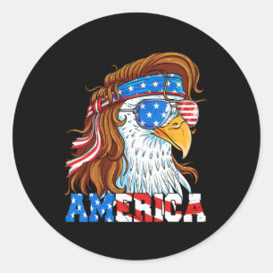 Amerika Adler 4. Juli Mullet American Flag USA Runder Aufkleber