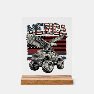 Amerika Adler Monster Truck Vintage Patriotisch Acrylschild