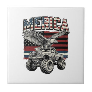 Amerika Adler Monster Truck Vintage Patriotisch Fliese