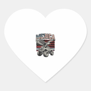 Amerika Adler Monster Truck Vintage Patriotisch Herz-Aufkleber
