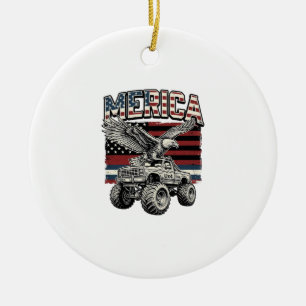 Amerika Adler Monster Truck Vintage Patriotisch Keramik Ornament