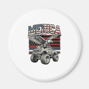 Amerika Adler Monster Truck Vintage Patriotisch Magnet