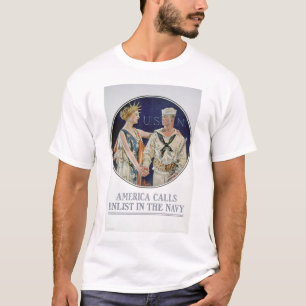 Amerika-Anrufe - tragen Sie in der Marine ein T-Shirt