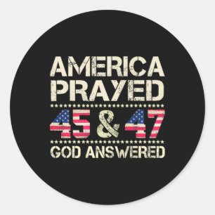 Amerika betete Gott, antwortete Funny Qr Trump tan Runder Aufkleber