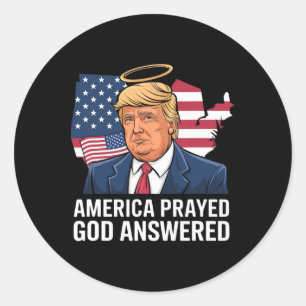 Amerika betete Gott antwortete Lustig Donald Trump Runder Aufkleber