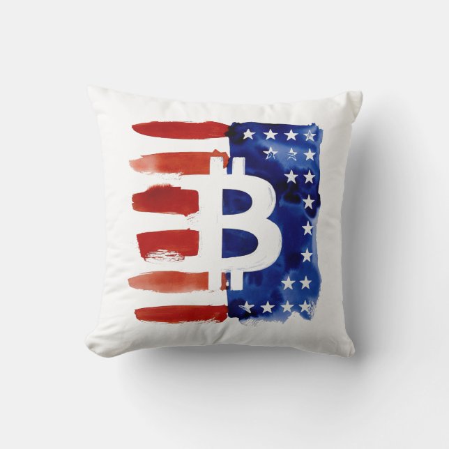 Amerika Bitcoin (Gemälde Nr. 8) Kissen (Vorderseite)