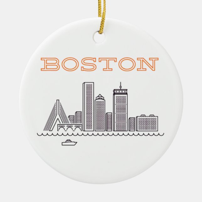 Amerika Boston City Skyline, Boston Ma Us Skyline Keramik Ornament (Vorne)