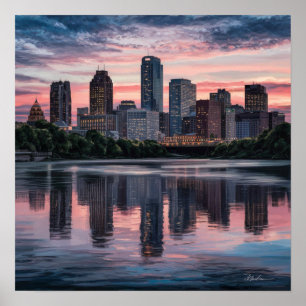 Amerika Boston City Skyline, Boston Ma Us Skyline Poster