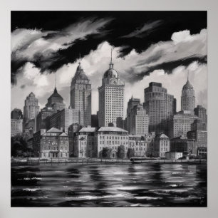 Amerika Boston City Skyline, Boston Ma Us Skyline Poster